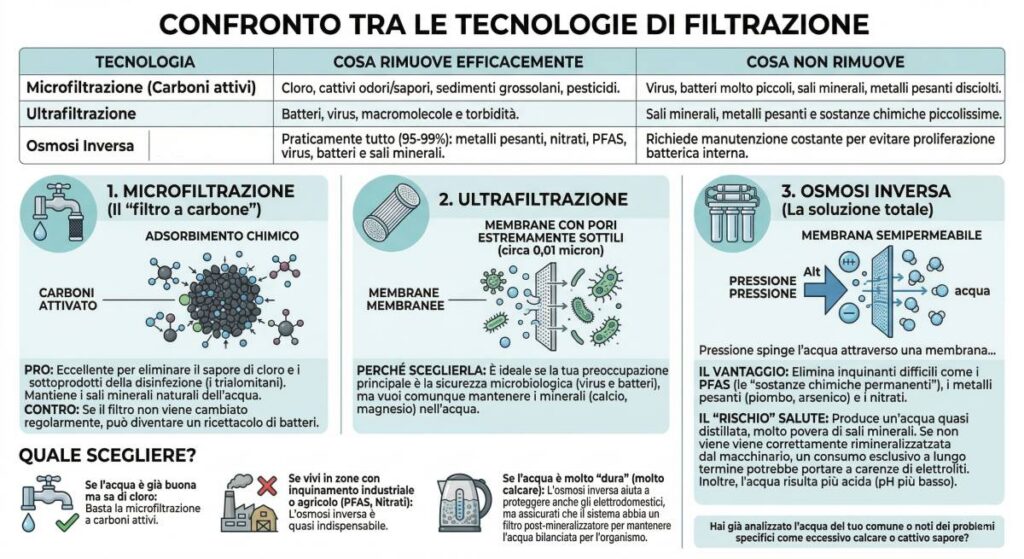 Metodi di purificazione dell'acqua Confronto fra le tecnologie di filtrazione